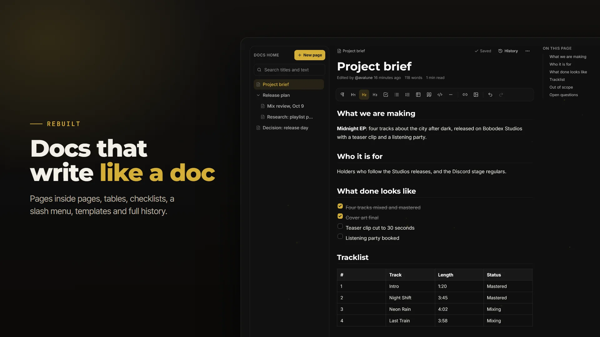 Docs, rebuilt into a real writing space